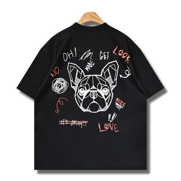온 락 강아지 반팔 티셔츠